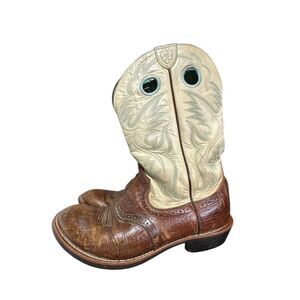 Ariat Heritage Ladies Roughstock Boots Sz 10 B Distressed Brown & Blue Cowgirl